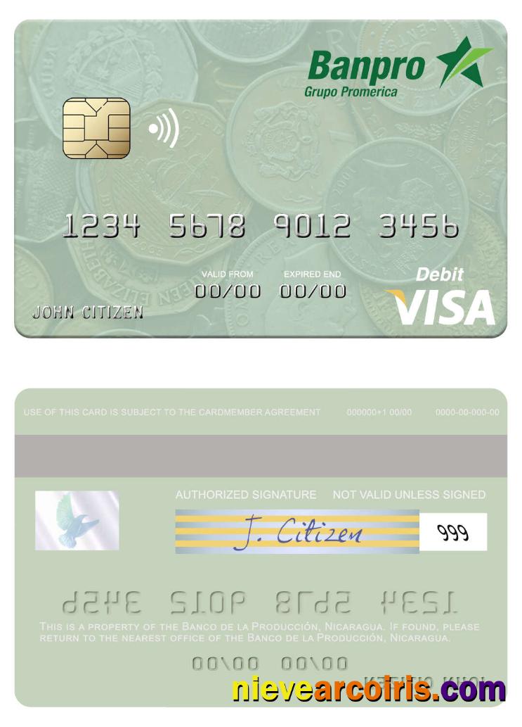 Nicaragua Banco de la Producción visa debit card